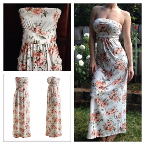 Soft, strapless floral maxi dress - Picture 2 of 8